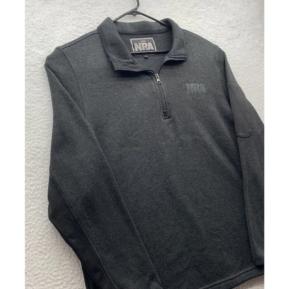 NRA Fleece Jacket Mens Large L 1/4 Zip Black Rifle Guns Hunting 2A 2nd Amendment